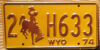 1974 Wyoming mint NICE PLATE
