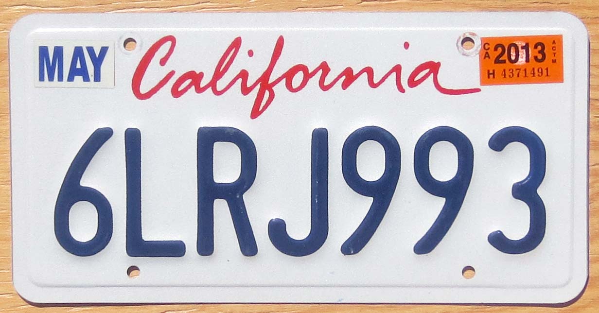 2013 California vg Automobile License Plate Store Collectible