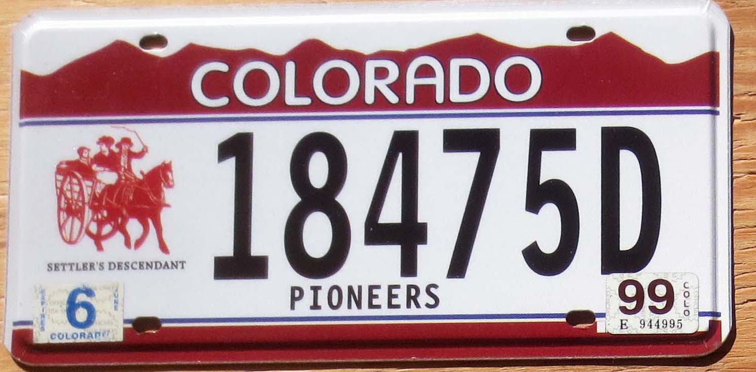 1999 Colorado pioneers mint Automobile License Plate Store