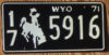 1971 Wyoming mint - NICE PLATE