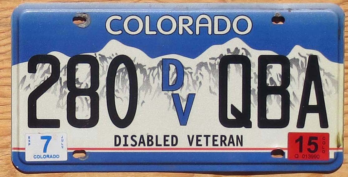2015 Colorado disabled veteran vg Automobile License Plate Store