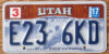 2017 Utah skier mint NICE PLATE