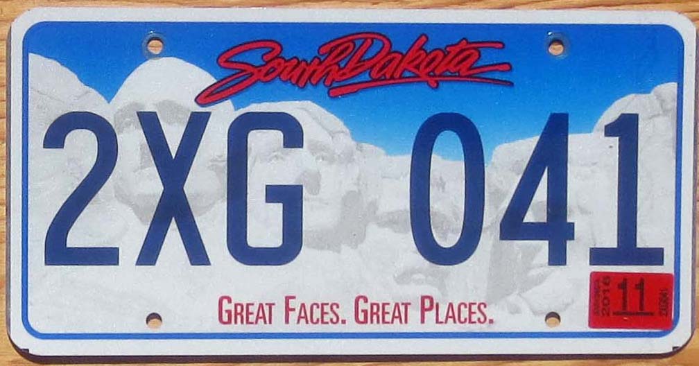 Good Condition Great Places" License Plate South Dakota "Great Faces 