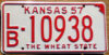 1957 Kansas nearly mint - NICE PLATE