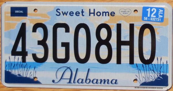 2012 Alabama Sweet Home nearly mint NICE PLATE