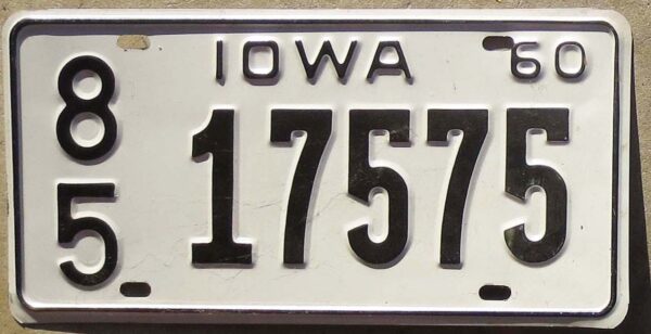 1960 Iowa nearly mint NICE PLATE