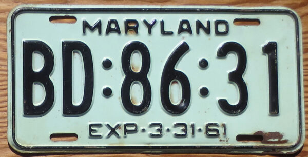 1960 (expires 3/31/1961) Maryland gvg
