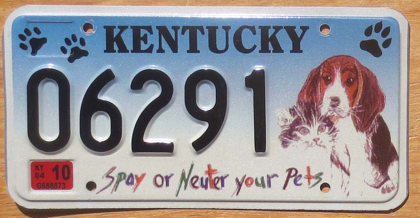 2004 Kentucky Pets issue vg+ Automobile License Plate Store