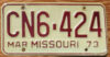 1973 Missouri nearly mint NICE PLATE
