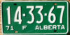 1971 Alberta nearly mint