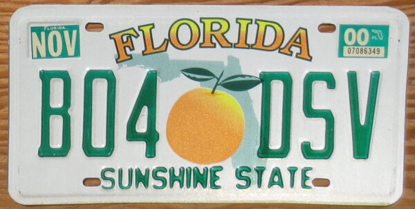 2000 Florida nearly mint NICE PLATE