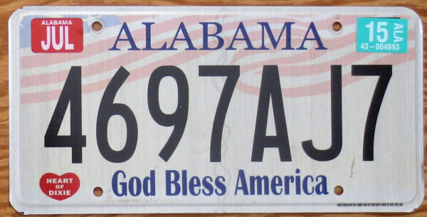 2015 Alabama God Bless America vg