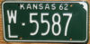 1962 Kansas - mint NICE PLATE
