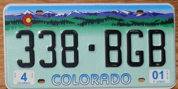 2001 Colorado new designer nearly mint NICE PLATE