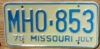 1975 Missouri nearly mint NICE PLATE