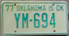 1977 Oklahoma mint NICE PLATE