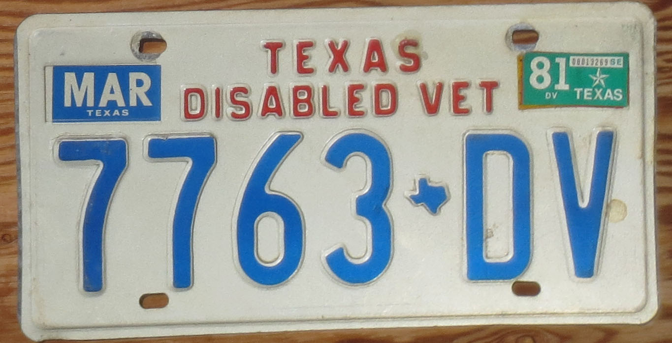 1981 Texas disabled veteran vg