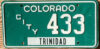 1977 base Colorado city vehicle plate vg+