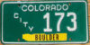 1977 base Colorado city vehicle plate vg
