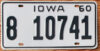 1960 Iowa mint NICE PLATE