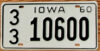 1960 Iowa mint NICE PLATE