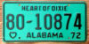 1972 Alabama nearly mint - NICE PLATE