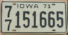 1971 Iowa mint NICE PLATE