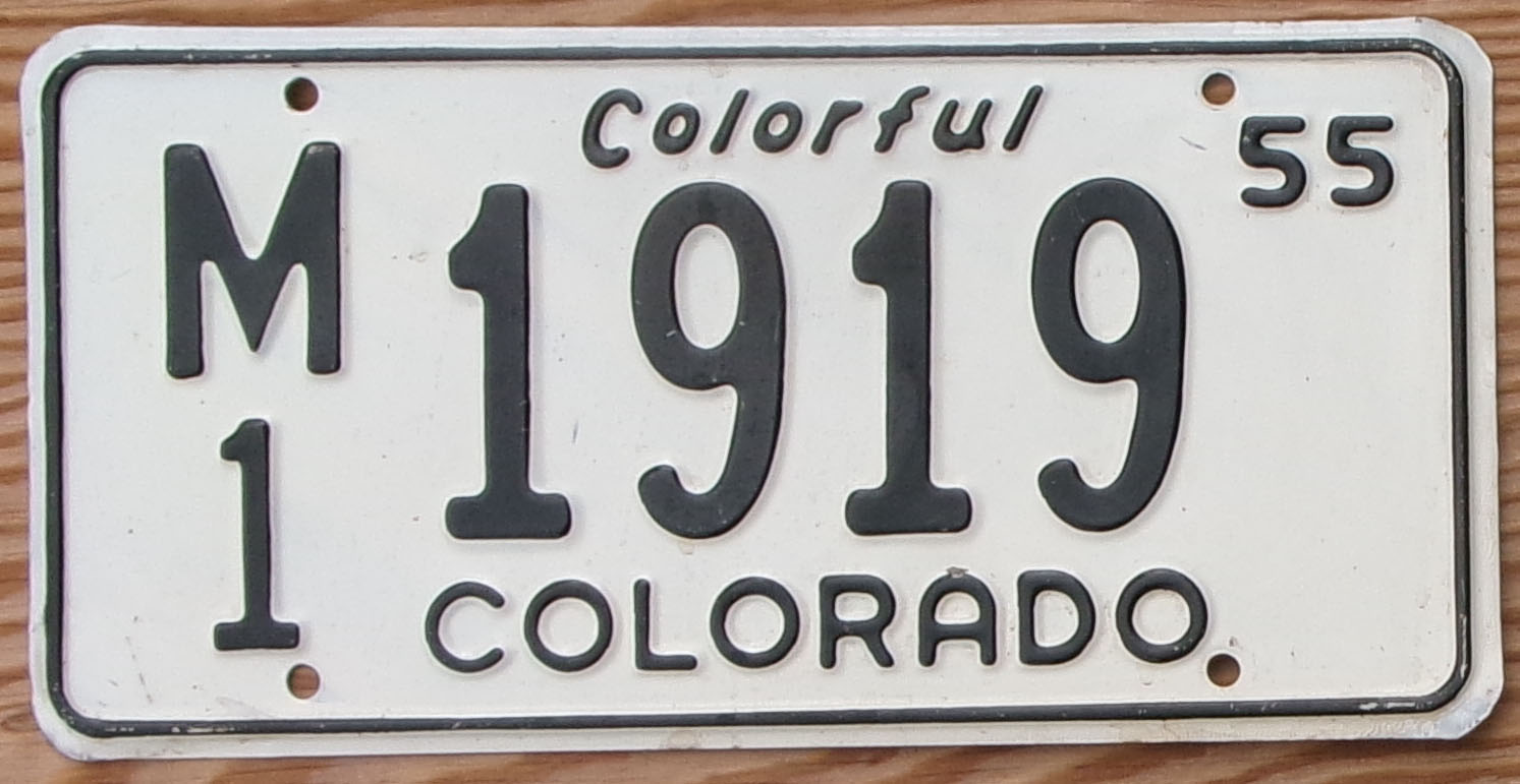 1955 Colorado nearly mint - NICE PLATE